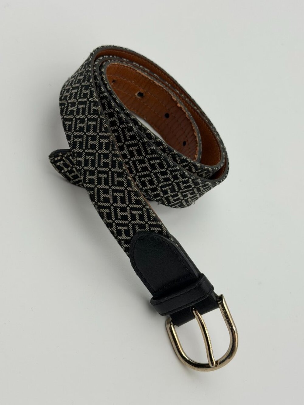 Tommy Hilfiger Black Monogram Logo Belt